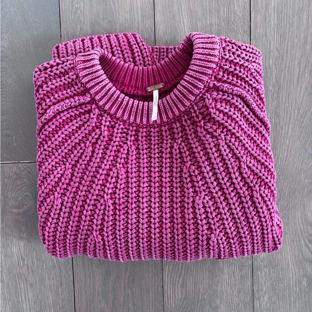 EUC Free People Take Me Home sweater, cherry, size S